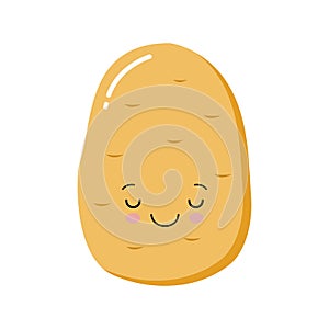 Cute happy smiling funny potato. Vector flat cartoon character illustration icon design.
