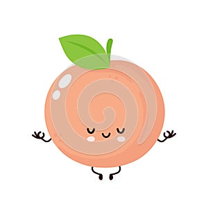 Cute happy smiling peach meditate in yoga