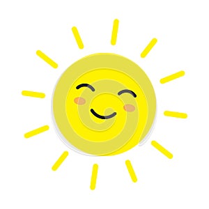 Cute happy smiling sun. Flat icon.