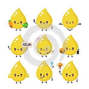 Cute happy smiling urine drop character