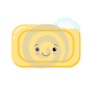 Cute happy soap juggle foam bubble. Vector flat cartoon character illustration icon design. Isolated on white background