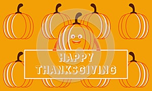 Cute Happy Thanksgiving Banner Pumpkin Landscape