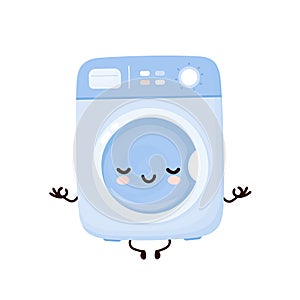 Cute happy washing machine meditate