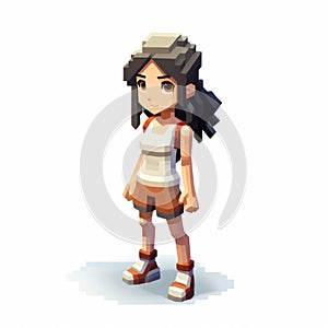 Cute Hat-wearing Female Character For Pixel Platformer