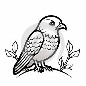 Cute Hawk Coloring Page For Kids