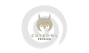 Cute head owl little logo vector icon illustration design