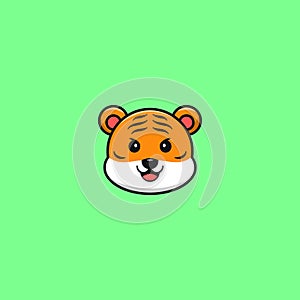 Cute head tiger character cartoon illustration