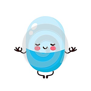 Cute healthy happy pill meditate