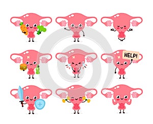 Cute healthy happy women uterus organ