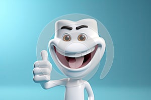 Cute healthy shiny cartoon tooth character, childrens dentistry concept Illustration.