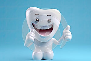 Cute healthy shiny cartoon tooth character, childrens dentistry concept Illustration.