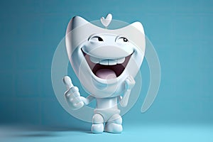 Cute healthy shiny cartoon tooth character, childrens dentistry concept Illustration.