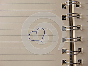 Cute heart drawn in notebook
