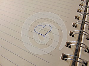 Cute heart drawn in notebook