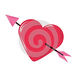 Cute heart pierced arrow lovely cartoon decoration icon