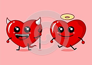 cute heart sign mascot vector illustration