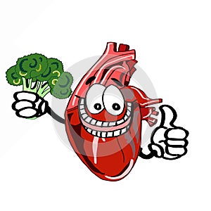 Cute heart	and healty food illustration white background