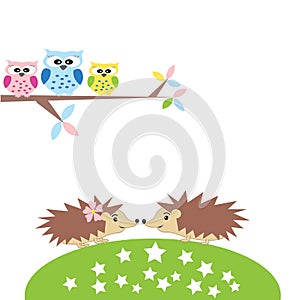 Cute hedgehog illustration vector nursery