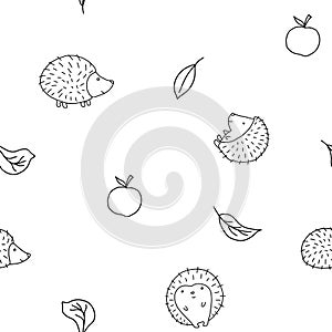 Cute Hedgehog Seamless Pattern, Cartoon animal background vector Illustration