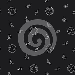 Cute Hedgehog Seamless Pattern, Cartoon animal background vector Illustration