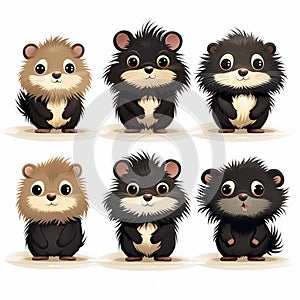 Cute hedgehogs vector set. Cartoon hedgehogs collection