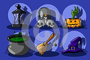 Cute hello ween scary icon design illustration