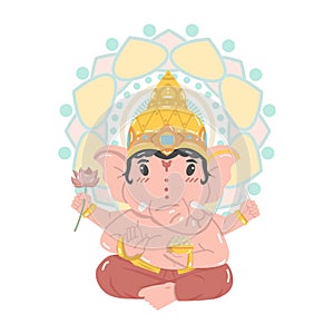 Cute Hindu God Ganesha character cartoon