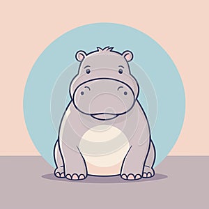 Cute hippo animal cartoon illustration vector artwork photo