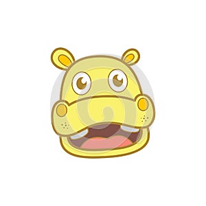 Cute hippo smile with color yellow element design