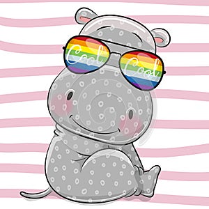 Cute Hippo with sun glasses