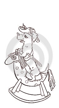 Cute hobbyhorse Drawing for nursery poster pattern