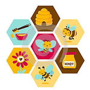 Cute Honey Bee Honeycomb Hexagon