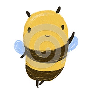 Cute Honey Bee welcome, hello pose. Hand drawn character