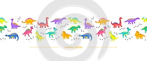 Cute horizontal seamless border with dinosaurs