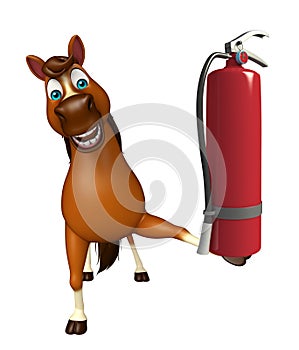 cute Horse cartoon character with fire extinguishing