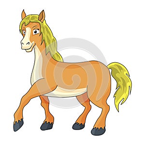 Cute Horse isolated on white background. Farm animal cartoon character. Education card for kids learning animals. Logic Games