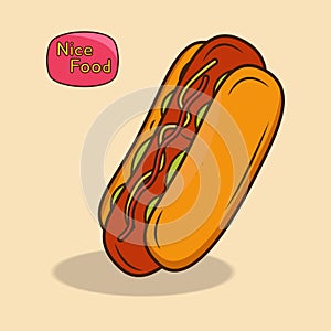 Cute hotdog  handrawing concept