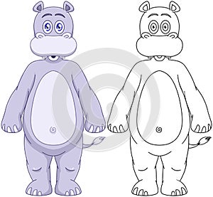 Cute Humanoid Hippo With Lineart