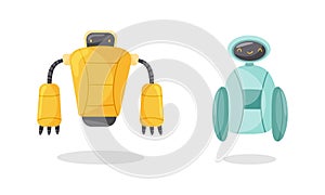 Cute Humanoid or Robot as Artificial Intelligence Vector Set