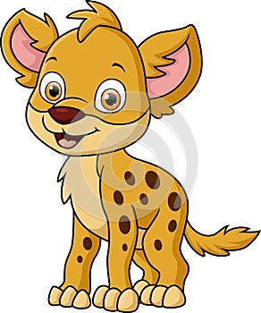 Cute hyena cartoon on white background