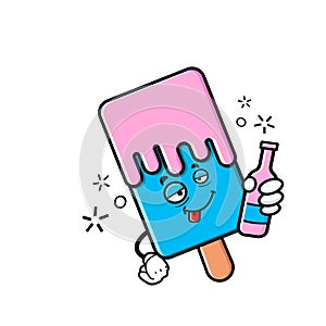 Cute ice cream cartoon mascot character