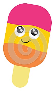 Cute ice cream with eyes, illustration, vector