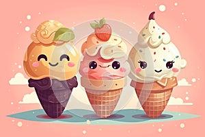 Cute ice cream with googly eyes ai generation