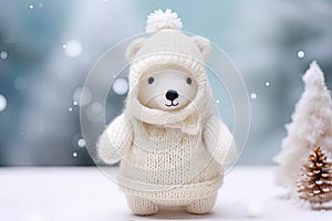 cute icebear knitted wool miniature AI generated