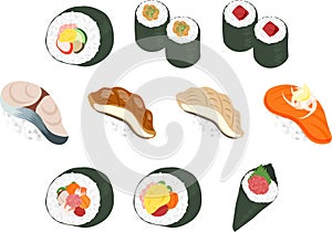 Cute icon of delicious sushi