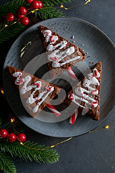 Cute idea for kids for christmas dessert. Christmas sweet tree made from chocolate brownie