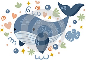 Cute illustration with adorable whale