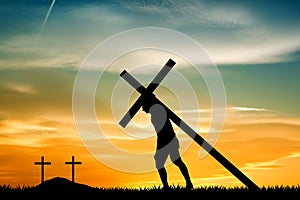 Illustration of Jesus carrying the cross photo