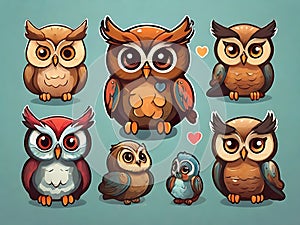Cute illustration Owl stickers, nice looks.