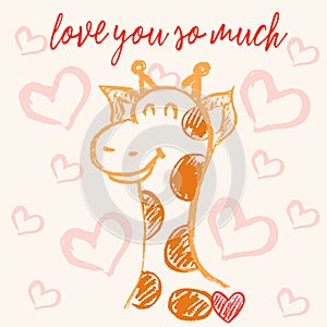 Cute illustration, postcard. Valentine's Day. Congratulations, declarations of love